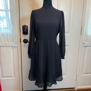 J. CREW Factory Mini Dress with Flounce Hem in Black Size 2 #BY478 $118
